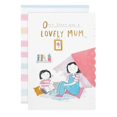 Image of Hallmark Mother&#039;s Day Card for Mum, Cute Cartoon Illustration Design, Mum Mothers Card, Pink, White
