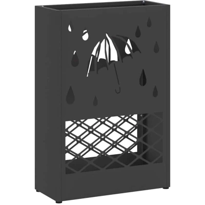 Image of vidaXL Black Umbrella Stand 28x12x41 cm Steel
