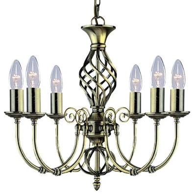 Image of Zanzibar 6 Light Multi Arm Ceiling Pendant Antique Brass, E14