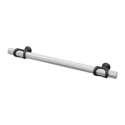 Image of Decoranddecor Amelia Knurled Cabinet Handles T Bar Kitchen Cupboard Aluminium Drawer Furniture Knobs 160mm Hole Centre, Polished Chrome Matt Black