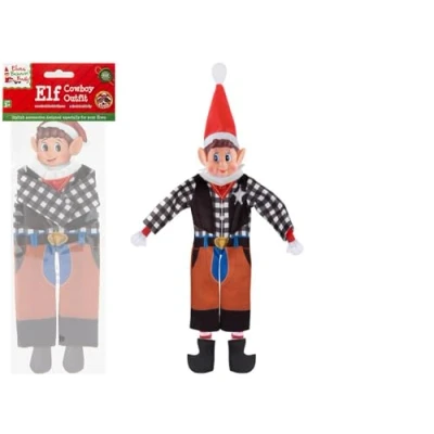 Image of Quickdraw Naughty Christmas Elf Costumes and Clothes for Cheeky Badly Behaved Elves Festive Figures (Cowboy Outfit)