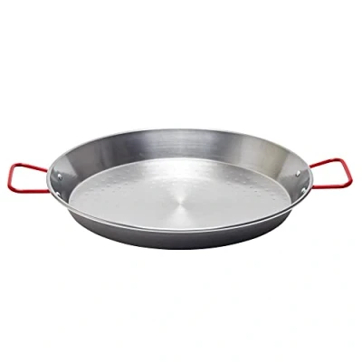 Image of Garcima La Ideal 10036 Polished Steel Paella Pan 36cm, Silver/Red