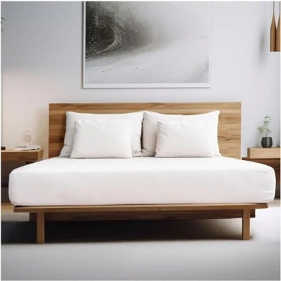 Image of 100% Cotton Single Fitted Sheet 200 Thread Count Bed Sheets (193x91 cm) Egyptian Elastic Corner Comfortable Bedding &amp; Mattress White