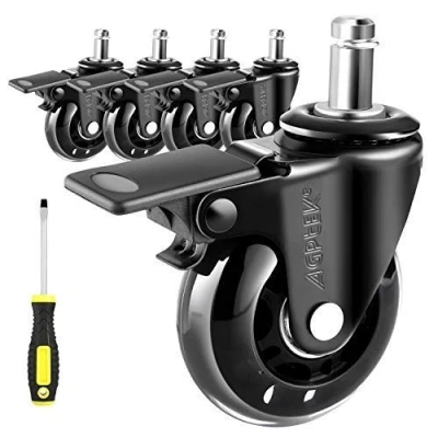 Image of AGPtek 5 PACK Office Chair Wheels Replacement, Universal Heavy Duty Casters with Unique Brake System, Safe for All Floors including Tile, Carpet &amp; Wood, Screwdriver included