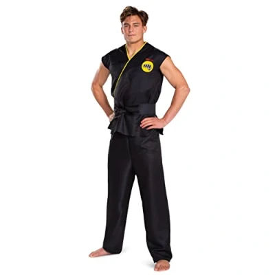 Image of DISGUISE 123789SM 15L Cobra Kai Classic Fancy Dress Costume, Men, Solid, Multi, Adult Size Small/Medium