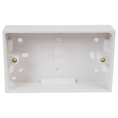 Image of Pro Elec 19629D. 2 Gang White Surface Mount Pattress Box, 32 mm