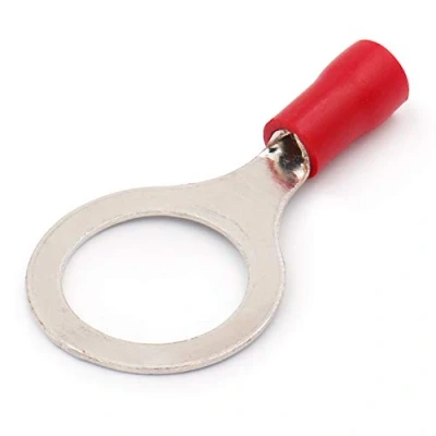 Image of Heschen Ring Terminal Crimp Connectors Vinyl Insulated Wire Electrical Connector RV1.25 12 Stud size 1/2&quot; for 0.5 1.5mm² (22 16 AWG) Red 100Pack