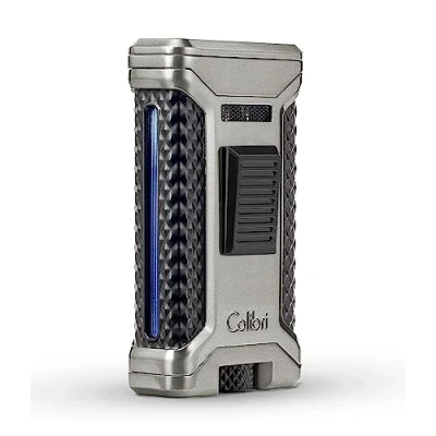 Image of Colibri Ascari Triple Jet Lighter Cigar for Smoking, with Integrated Double Punch Cutter Windproof And Refillable Butane Gas (No Included) Metal Body Stylish Gift Box