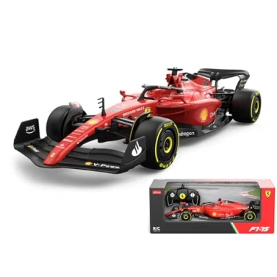 Image of Ferrari F1 75 RC car (1:18 Scale) 2022 Formula 1 remote control Drivers Charles LeClerc + Carlos Sainz Drive To Survive