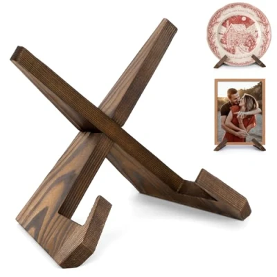 Image of ANBOXIT Plate Holder Display Stand 6.5 Inch Picture Frame Stand, Wooden for Book, Photo, Decorative