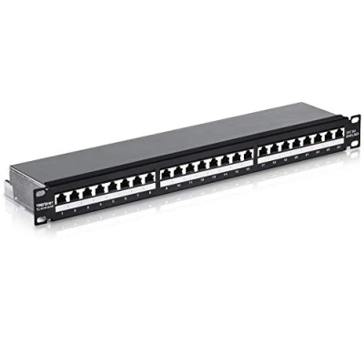 Image of TRENDnet 24 Port Cat6A Shielded 1U Patch Panel, 1000BASE T/10GBASE T Support, Compatible with Cat5e, Cat6, Cat6a, 110 or Krone Type, TC P24C6AS