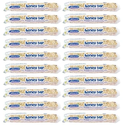Image of LEEWAY WOODWORK JOHNSONS HONEY BARS FOR BUDGIES PACKS 25G EACH CAGE TREATS SEEDS (X20)