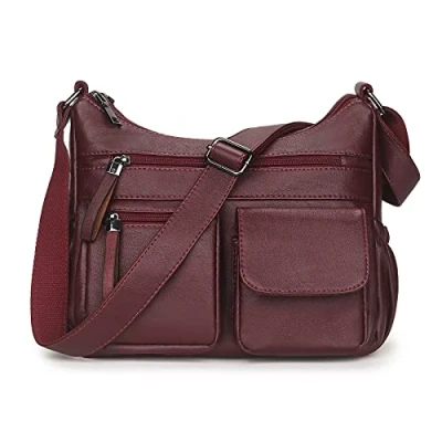 Image of Artwell Hobo Shoulder Bag Soft PU Leather Crossbody For Women Tote Handbag Purse Fashion Lady (Wine Red)