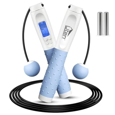 Image of Uten Skipping Rope Adult Fitness, Digital Jump with Counter for Women Men and Kids, Weighted Handles Silicone Workout Exercise Boxing Training
