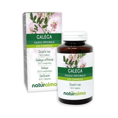 Image of Goat&#039;s rue (Galega officinalis) herb with Flowers Naturalma 150 g 300 Tablets Food Supplement Natural and Vegan