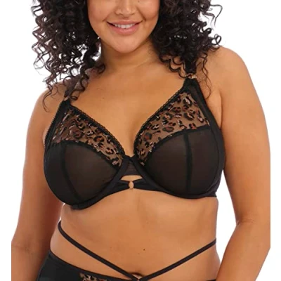 Image of Elomi Women&#039;s Namrah Underwire Plunge Bra, Black, 32H US