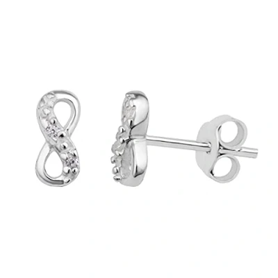 Image of Sterling Silver Infinity CZ Stud Earrings