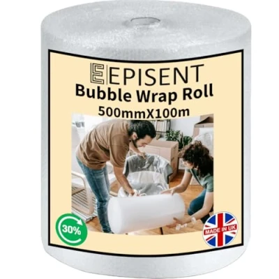 Image of EPISENT Bubble Wrap 500mm X 100m Roll of Premium Quality Polythene Small Air Strong Protective for Moving House &amp; Packaging