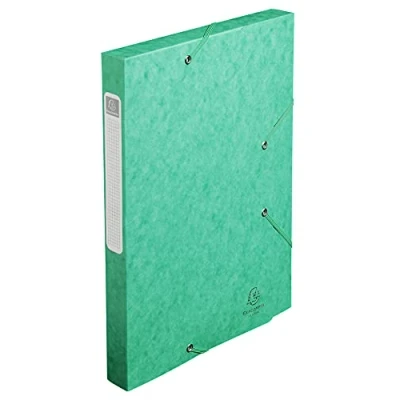 Image of Exacompta Ref 18503H Cartobox Pressboard Filing Box 25 x 33cm, Suitable for A4 Documents, Elastic Straps on 2 Corners, 25mm Spine, FSC Certified Green