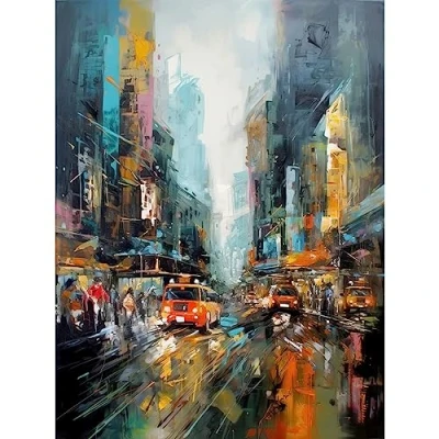 Image of Artery8 New York City Rainy Day Abstract Action Cityscape Extra Large XL Wall Art Poster Print
