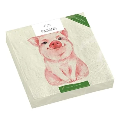 Image of 20 Napkins Pink Pig Table Decoration Decoupage Napkin Technology 33 x cm