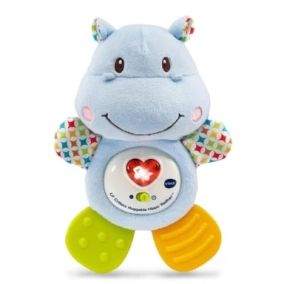 Image of Vtech Little Friendlies Happy Hippo Teether Teething &amp; Sensory Toy For Babies with Sound Music Great Motor Development Suitable Ages 3 12 Months (Blue)