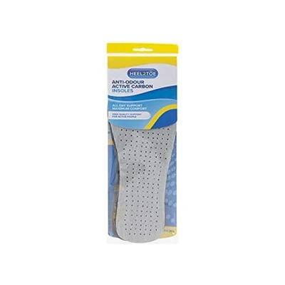 Image of Anti Odour Cool and Fresh Active Carbon Insoles 2 Pair Pack of One Size Unisex Mens Womens Shoes 3 11 All Day Support Comfort