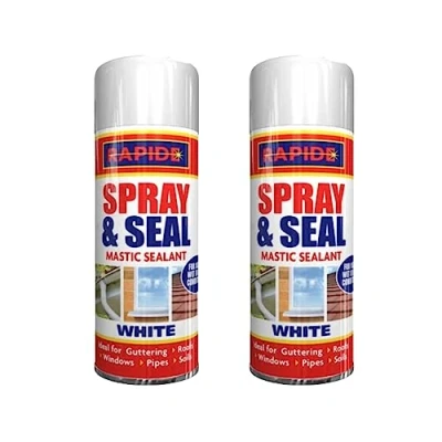 Image of PNJB, Spray And Seal White Mastic Sealant For Guttering Roofs Window Pipes Soil, &amp; Leak Fix Stop Instant Waterproof, 300ML, (2)