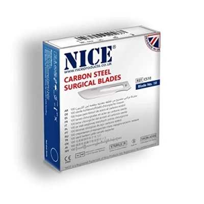 Image of 100 x NICE No.10 Sterile Carbon Steel CS10 Surgical Blades
