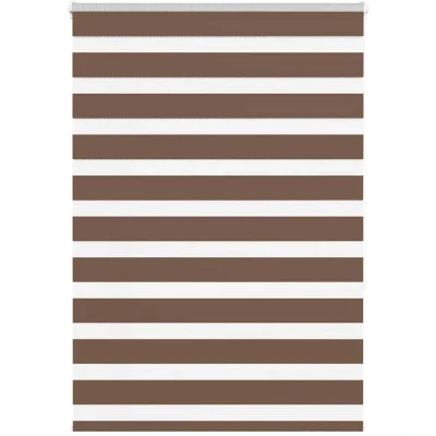 Image of vidaXL Zebra Blind Brown 110x150 cm Fabric Width 105.9 Polyester