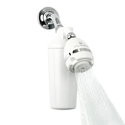 Image of Aquasana Filtered Shower Head Max Flow Rate w/Adjustable Showerhead Reduces Over 90% of Chlorine from Hard Water Carbon &amp; KDF Filtration Media Soften Skin Hair AQ 4100