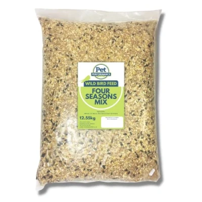 Image of Pet Performance Four Season Wild Bird Seed 12.55kg All Year Round Feed With Black Sunflower Seeds for Birds 100% Natural Nutritional Small Garden