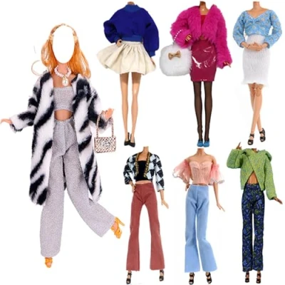 Image of Doll Clothes, Lance Home 5 Sets Fashion Outfits Autumn Dresses Spring clothes Sweater Pants Shoes Socks Bag For 29cm Dolls Accessories Baby Gifts (B)