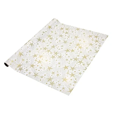 Image of SIGEL GP115 Christmas Wrapping Paper &quot;Dancing Stars&quot;, 5 m x 70 cm, White / gold