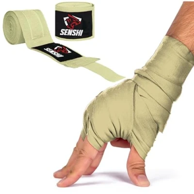 Image of Senshi Japan 𝗣𝗥𝗢 𝗚𝗥𝗔𝗗𝗘 Boxing Hand Wraps Set Fist Protector, MMA, Muay Thai, Kickboxing, Martial Arts Wrist Support Men&#039;s &amp; Women&#039;s Training Bandage Gloves