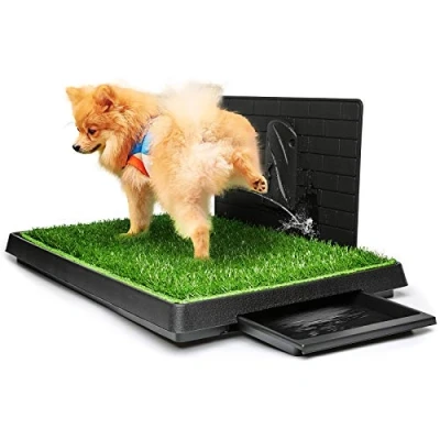 Image of Hompet Dog Toilet Indoor Puppy Training Pad, Potty Pet Grass Mat, Removable Waste Tray For Easier Clean Up, Non toxic Artificial Turf, (76x51 cm)