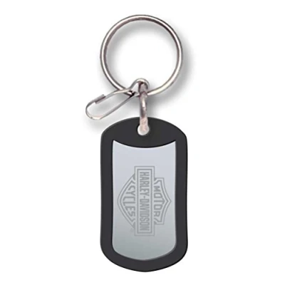 Image of Harley Davidson Bar &amp; Shield Metal Rubber Tag Key Chain P4286