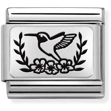 Image of Nomination Classic Silver Colibri Flowers &amp; Nature Charms