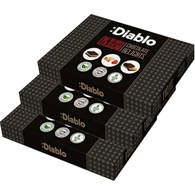 Image of Diablo Chocolate Delight No Added Sugar, Gluten Free Big Box Of Luxury Chocolates Noir, Hazelnut &amp; Forrest Fruit (12 Pieces) Perfect for Gifting (Pack 3)
