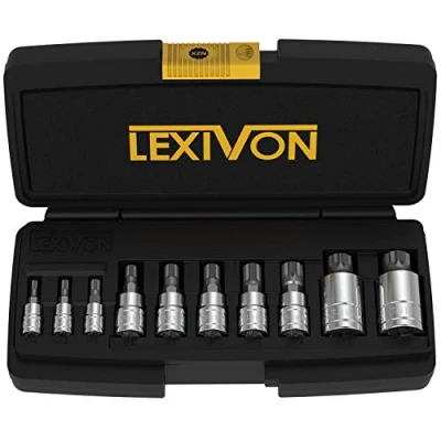 Image of LEXIVON XZN Triple Square Spline Bit Socket Set, Size M4 M5 M6 M8 M10 M12 M14 M16 M18 Allen Key Multiple Teeth 10 Pcs for Torque Wrench, Ratchet Impact Power Drills (LX 145)