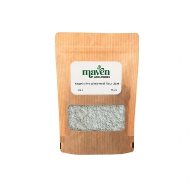 Image of Maven wholefoods Organic Rye Wholemeal Flour Medium 1kg Raw GMO Free High Fibre &amp; Protein Certified Suitable for Vegetarian Vegan Packed Fresh in Resealable Bags