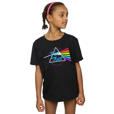 Image of Pink Floyd Girls Neon Darkside T Shirt 5 6 Years Black