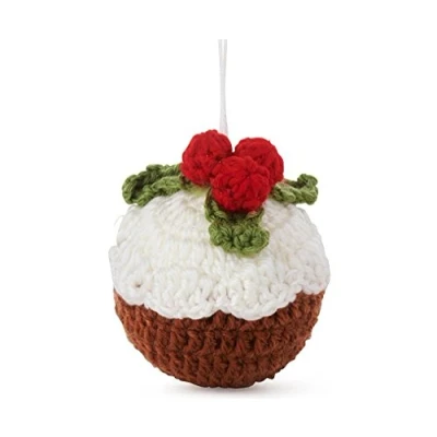 Image of Gisela Graham one Knitted Christmas Pudding Tree Decoration