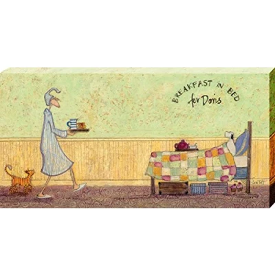Image of The Art Group Sam Toft Breakfast In Bed For Doris Canvas Print, Cotton, Multi Colour, 1.8 x 50 100 cm