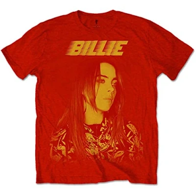 Image of Billie Eilish Men&#039;s BILLIETS15MR01 T Shirt, Red, Small (36&quot; 38&quot;)