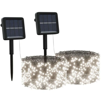 Image of vidaXL Solar Fairy Lights 2 pcs 2x200 LED Cold White Indoor Outdoor