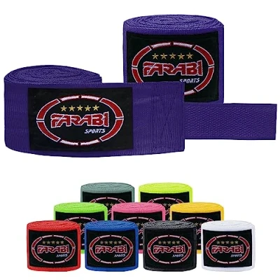 Image of Farabi Sports Kids Boxing Hand Wraps 2.5 Meters Long with Pair for MMA, Muay Thai, Training, Kickboxing and Combat (Purple)