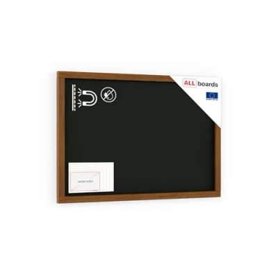 Image of ALLboards Black Magnetic Chalkboard with Varnished Wooden Frame 60x40cm, Chalk