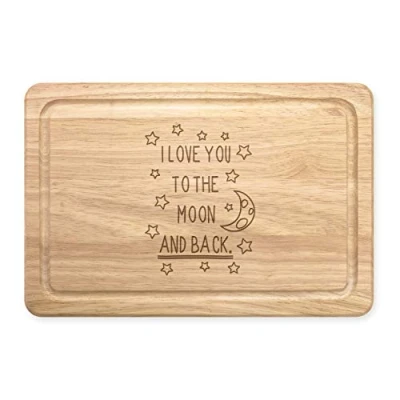 Image of I Love You to The Moon and Back Rectangular Wooden Chopping Board