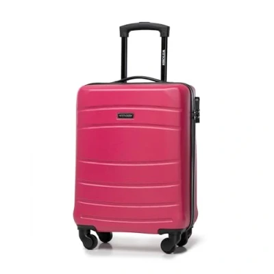 Image of WITTCHEN Travel Suitcase Carry On Cabin Luggage Hardshell Made of ABS with 4 Spinner Wheels Combination Lock Telescopic Handle Globe Line Size Medium Pink